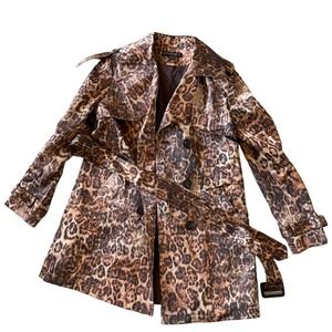 Leopard animal print Lafayette 148 mob wife Peacoat/Trench coat size 2